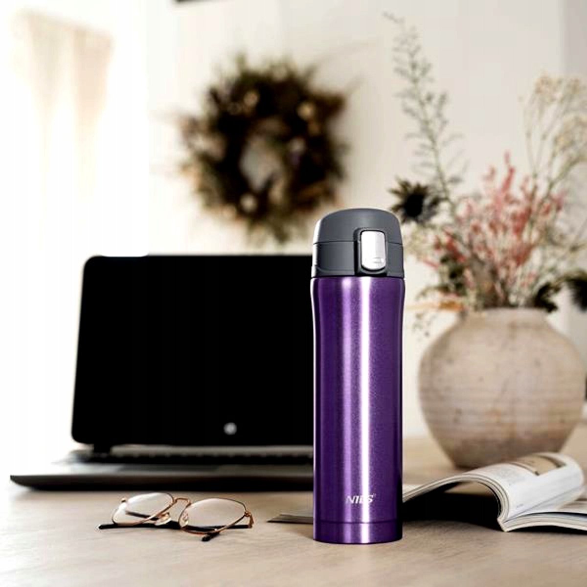 Nils NCB10 Thermosbeker 430ml Fiolet Staal Lekker Warm & Koud