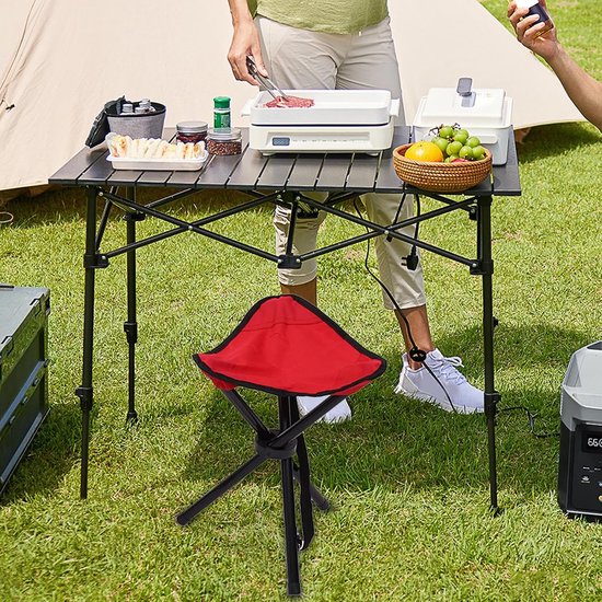 Camping Kruk - Opvouwbaar Zitje - Outdoor Activiteiten - Triangular Stabiliteit - 38 cm Hoog - Rood van Camping — afbeelding 2