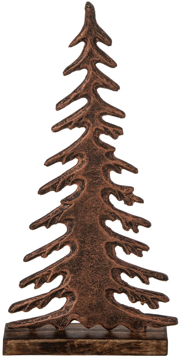 J-Line Dennenboom op voet - aluminium - koper/naturel - small