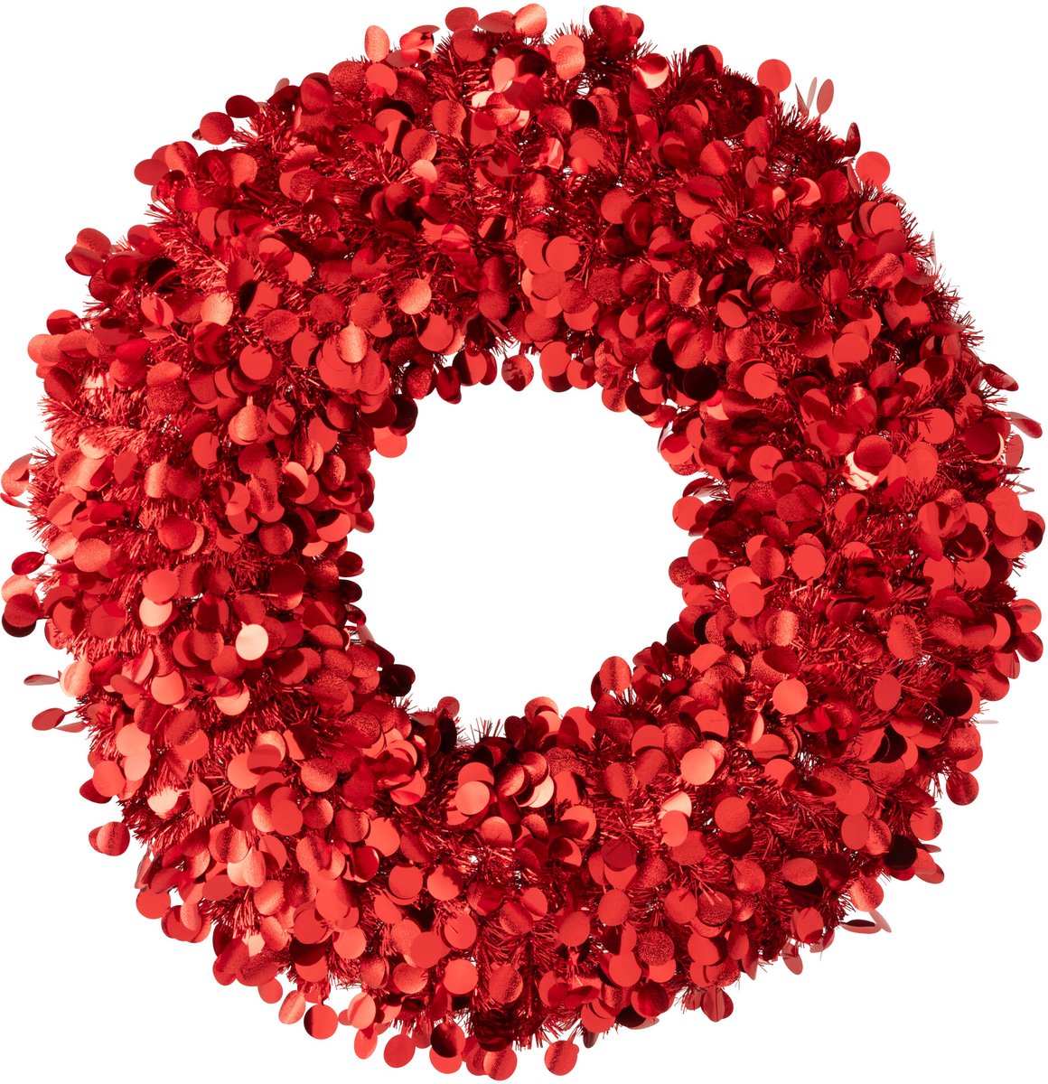 J-Line decoratie krans Sprankelend - polystyreen - rood - large