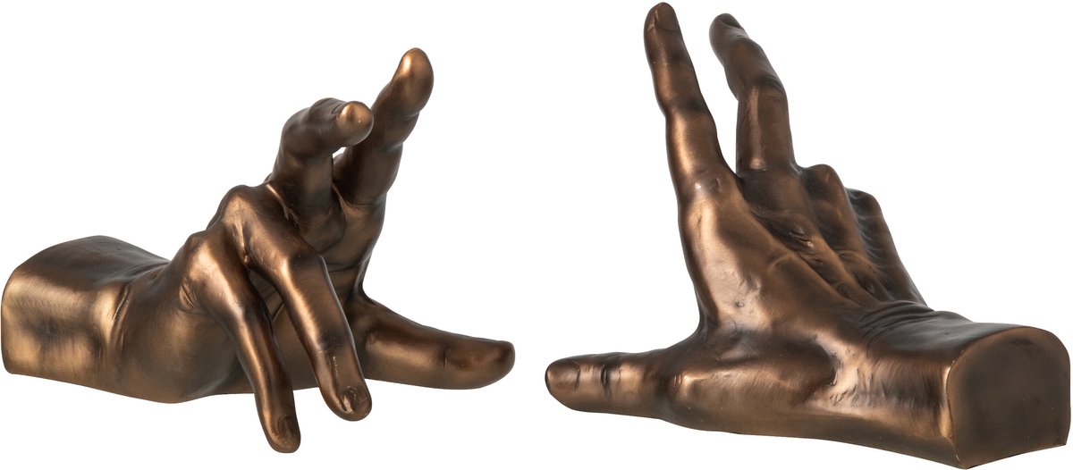 J-Line Boekensteunen handen - polyresin - brons