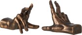 J-Line Boekensteunen handen - polyresin - brons