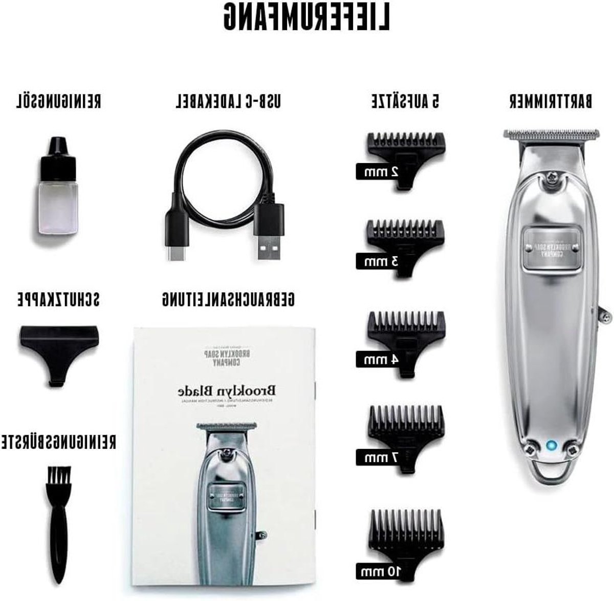 Baardtrimmer Heren - Gezichtsverzorging Groomer - Professioneel Trimmen - RVS Messen 5-in-1 - 3 uur Gebruik - Metaal