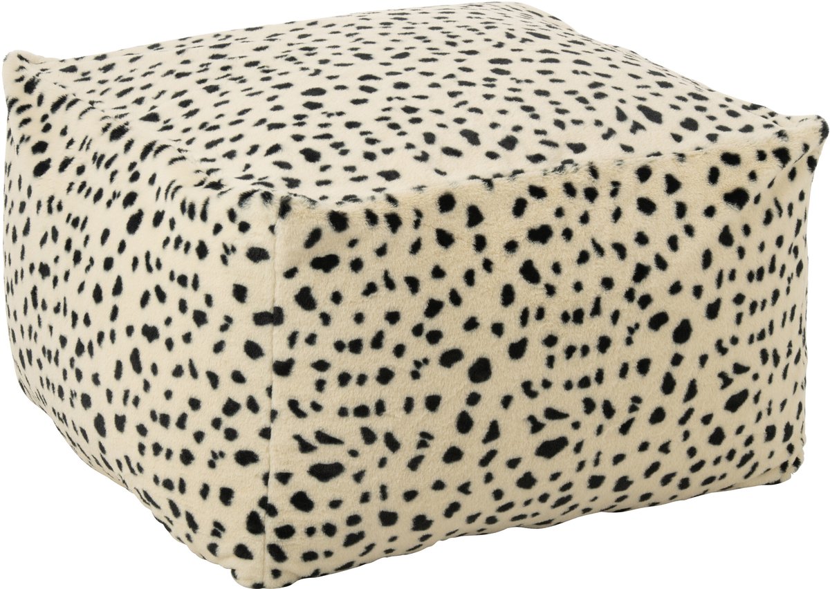 J-Line Poef met dalmatiërmotief - polyester - wit/zwart