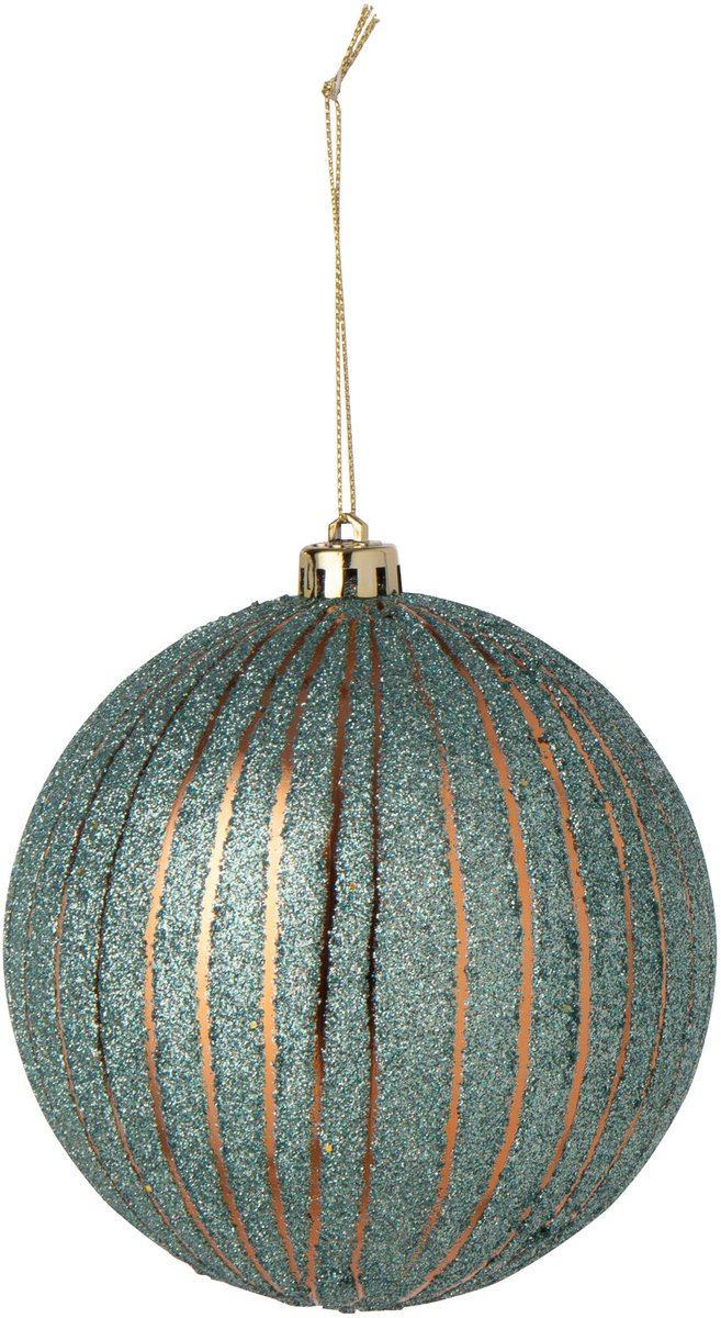 J-Line Kerstbal - polystyreen - goud/azuurblauw - set van 16