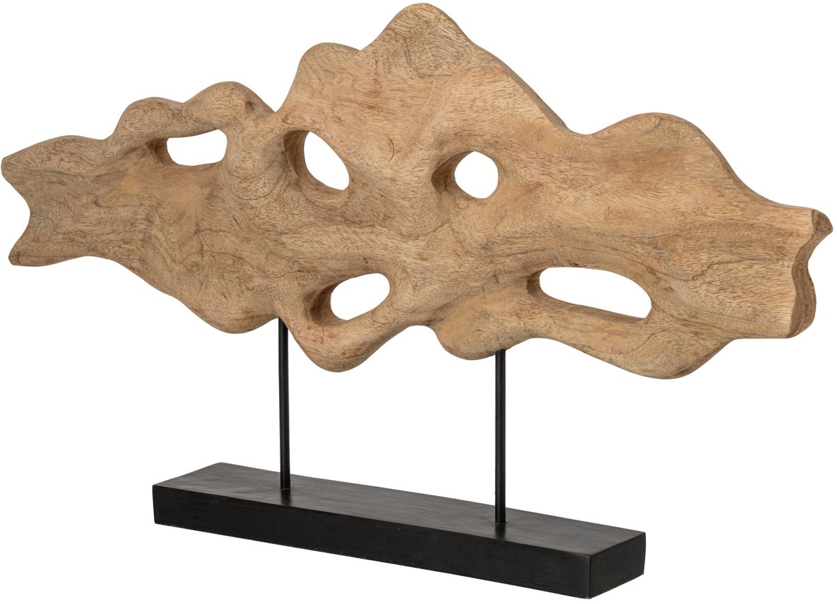 J-Line Abstracte decoratie op voet - mangohout - naturel/zwart