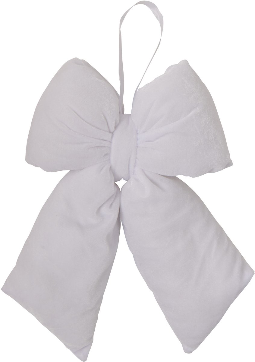 J-Line Hangende fluwelen strik - stof - wit - medium - set van 4