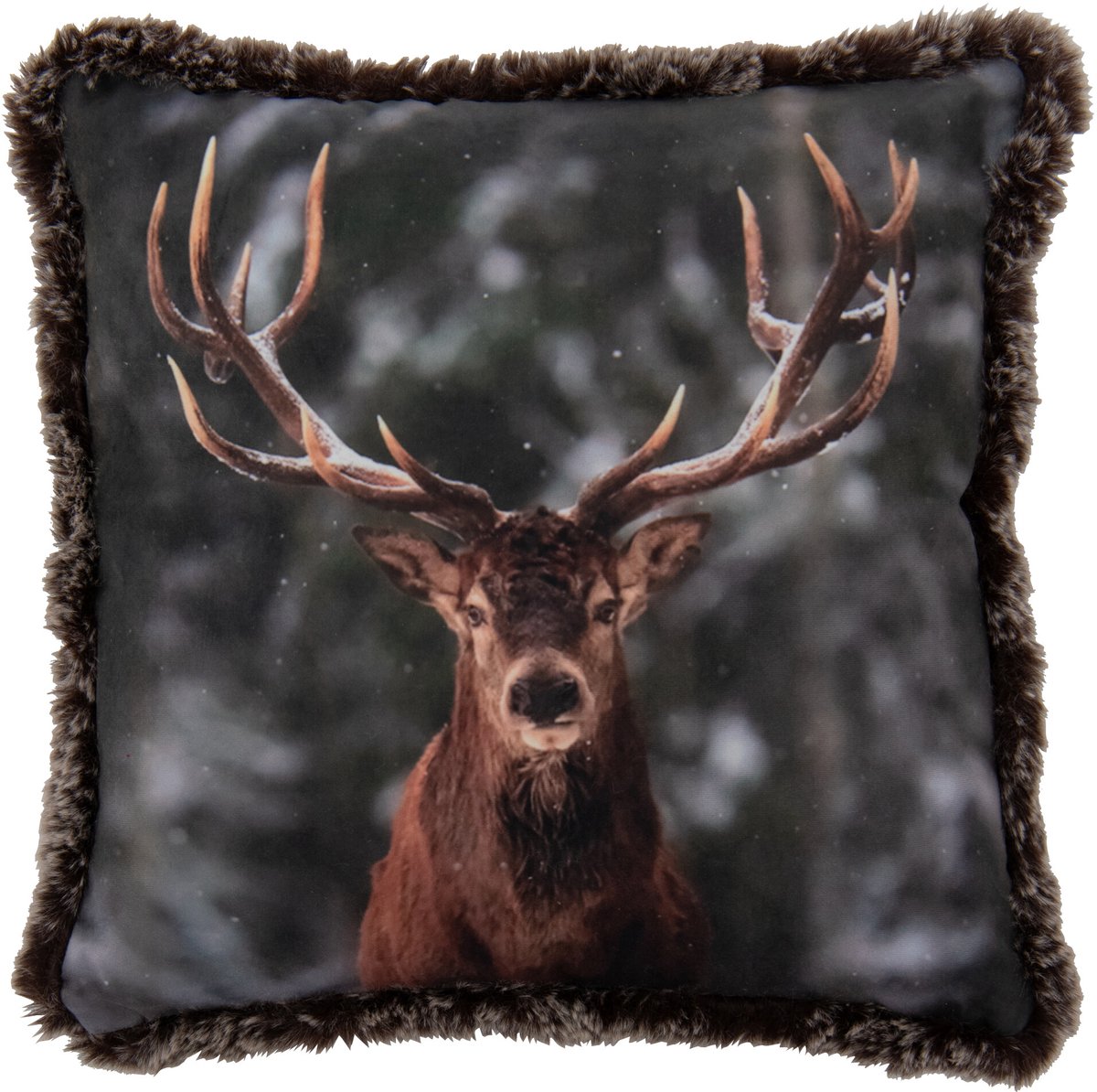 J-Line kussen Rendier - polyester - bruin