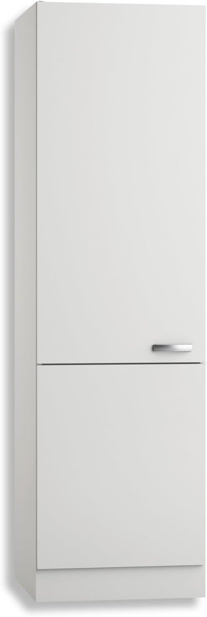Hoge Keukenkast - Keukenopslag Meubel - Keuken Organiseren - Omkeerbare Deuraanslag - 60 cm Breed - Wit Glanzend