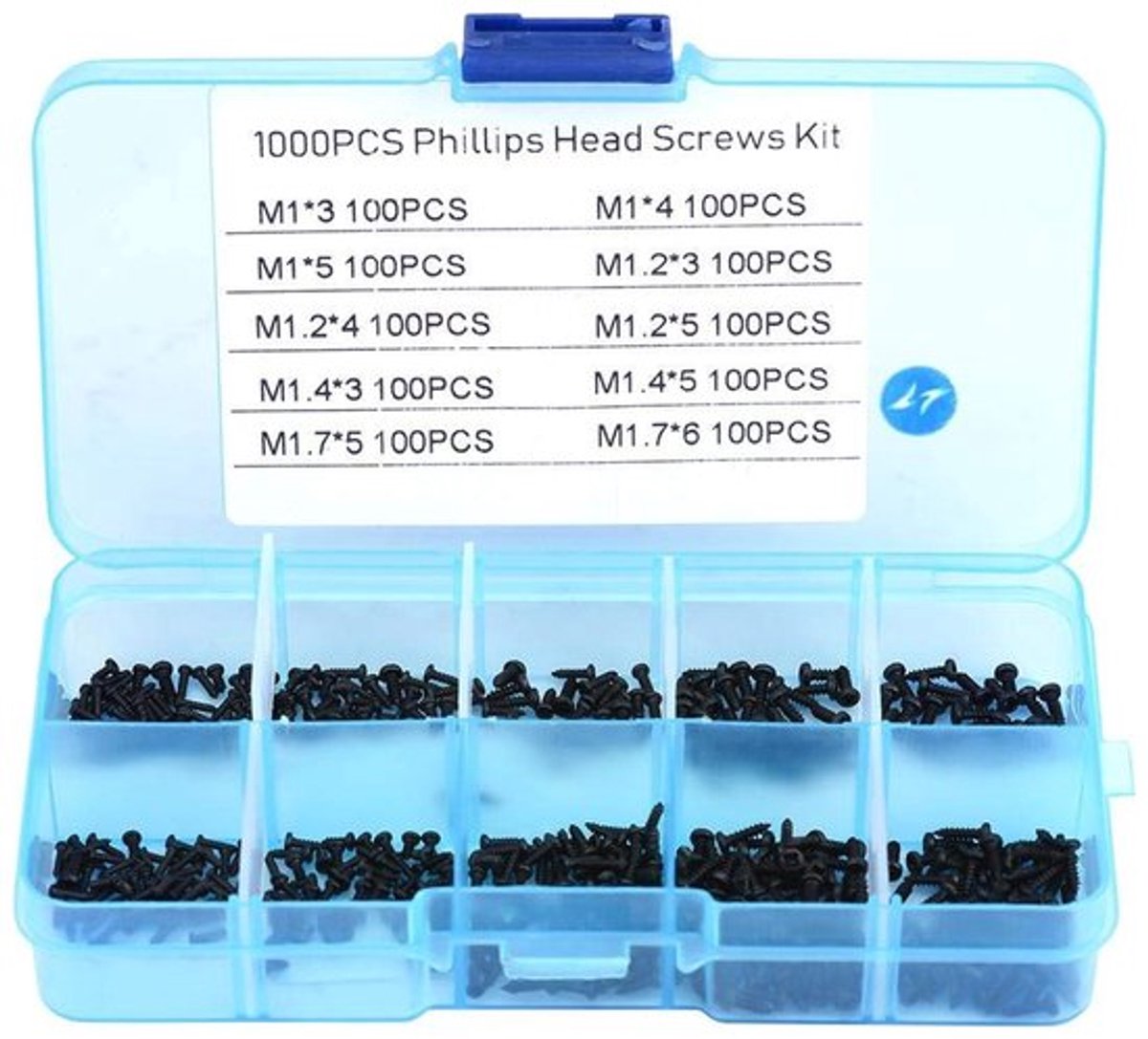 Kleine Zwarte Kruisschroeven - Zelftappende Schroeven - Duurzaam - 1000 Stuks - Perfect voor Reparatie - Assortiment M1 M1.2 M1.4 M1.7 -...