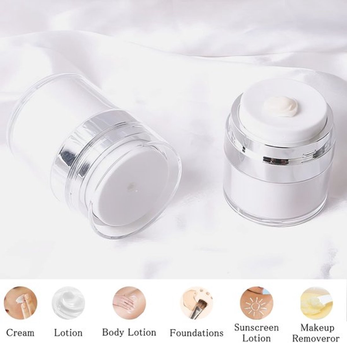 Crèmedispenser 3 stuks - Airless Pompdispenser - Navulbare Reiscrème - Draagbare Cosmeticahouder - Vacuümfles - 30 ml Inhoud - Cosmeticafles