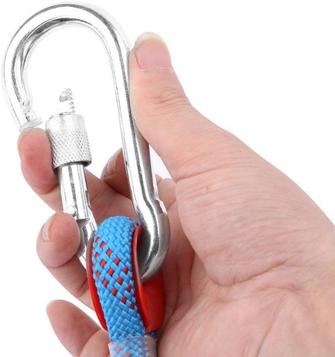 Klimtouw van 12mm, zwaar belastbaar, brandbestendig en geschikt voor survival, inclusief 2 karabiners