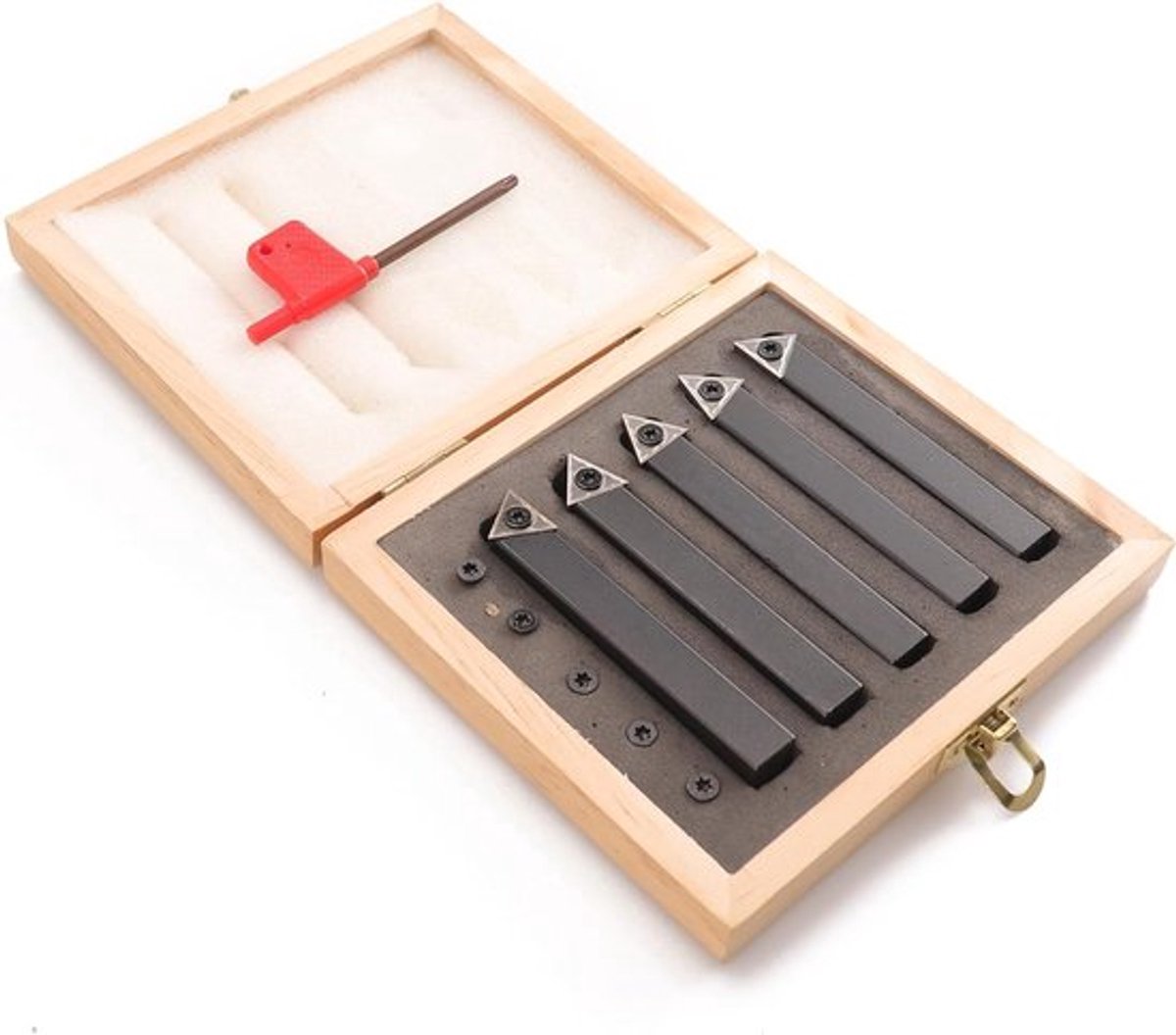 Set van 5 Indexeerbare Carbide Draaitools 1/2" voor Precisiewerk, Houtbewerking en Metbewerking