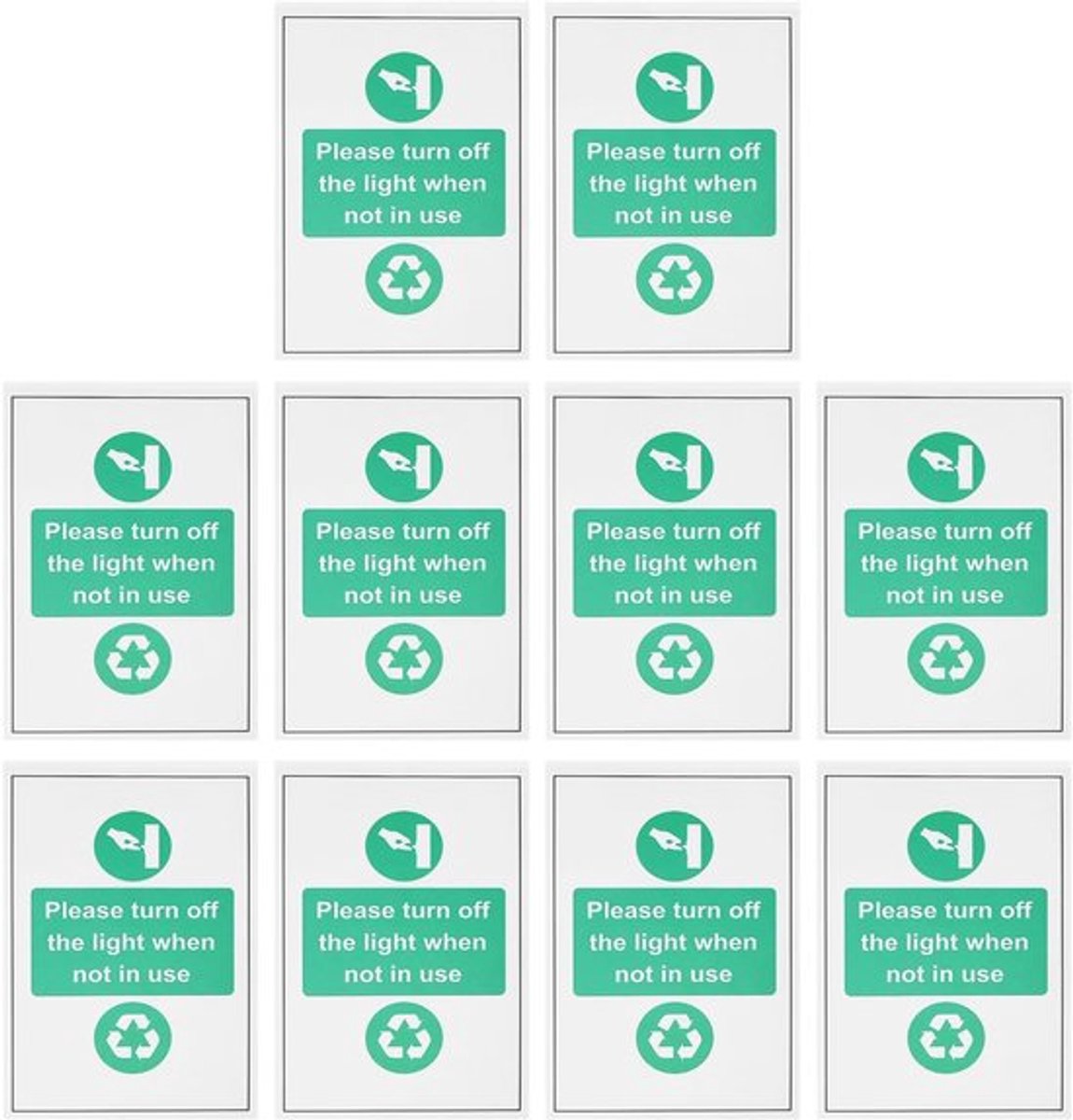 Waarschuwing Stickers 10 Stuks - PVC - Zelfklevend - Waterdicht - Slijtvast - 150mm x 100mm - Energiebesparend Bericht - Waarschuwingslabels