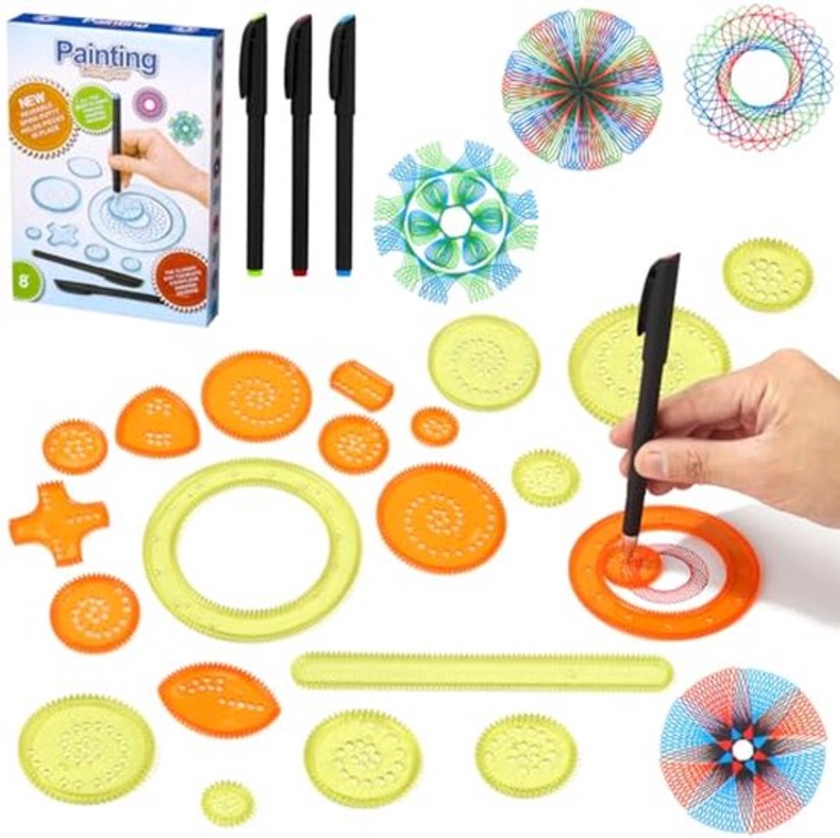 Multifunctionele Spiraaltekenset voor Kinderen - 28 Stuks Spirograaf en Mandala Designer