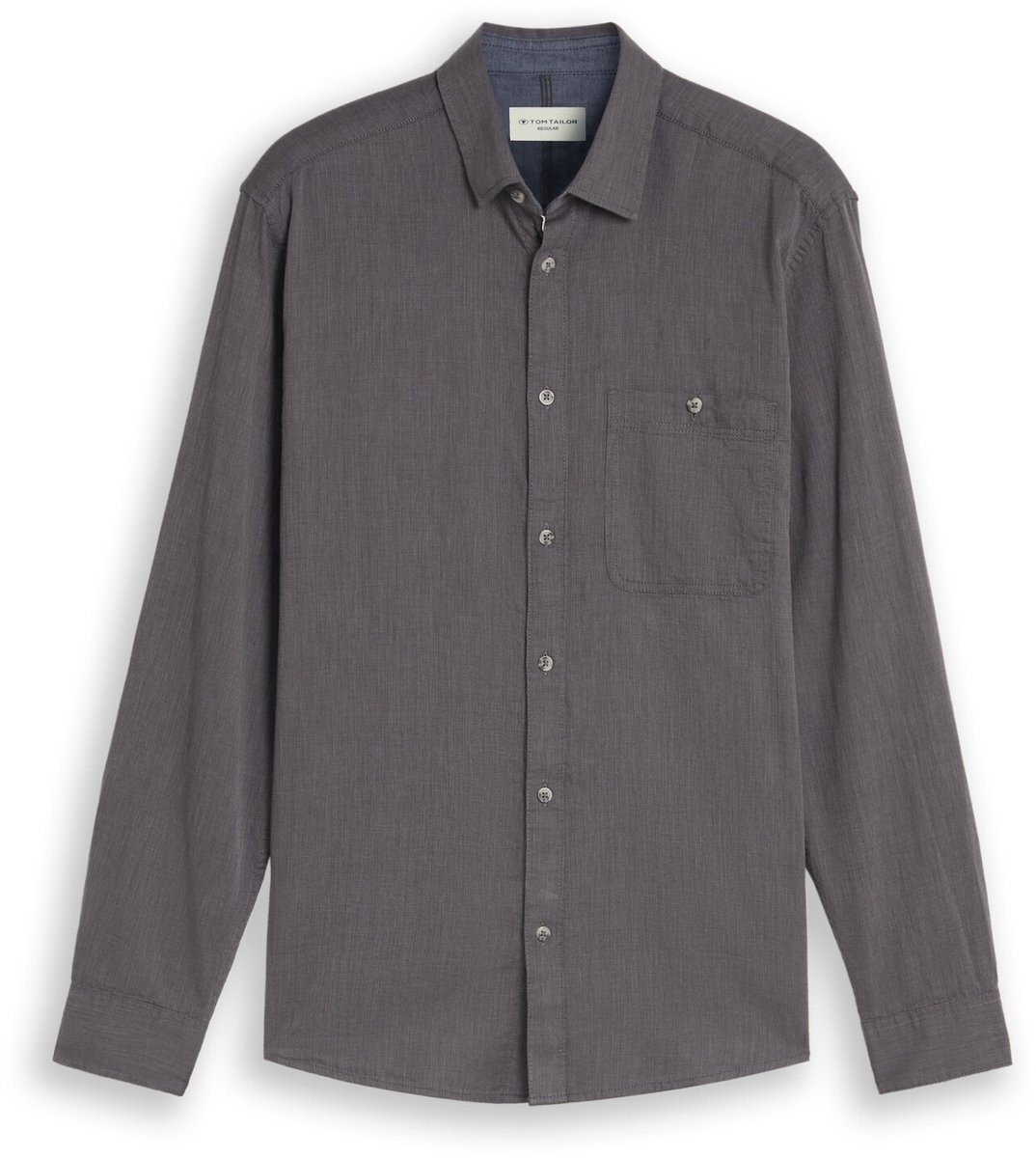 Tom Tailor - Overhemd met normale pasvorm en borstzak - Maat S - tarmac grey structure