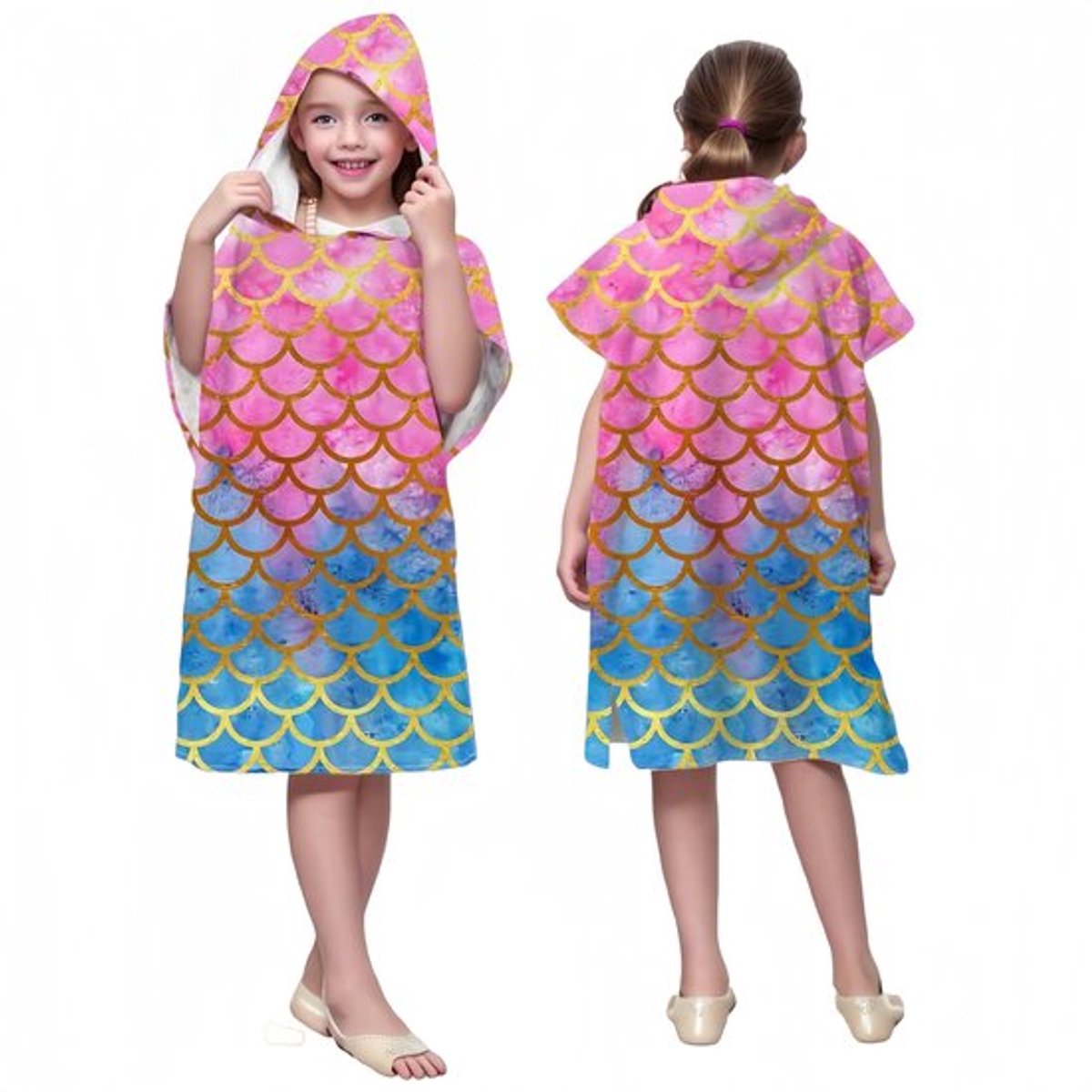 Kinder Bad/Zwembad Poncho van Microfiber - Met Capuchon en Handdoekenfunctie