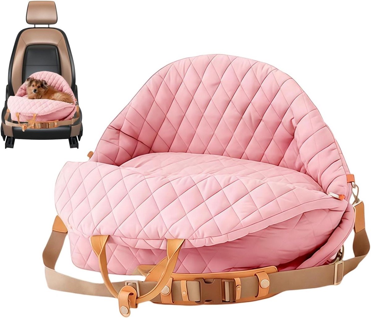 Honden Autostoel - Reis Bench - Veilig Reizen - Verwijderbare Wasbare Hoes - 40 x 30 x 6 cm - Roze