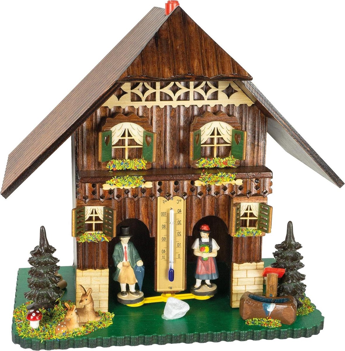 Weerhuisje - Weerstation Huisje - Weer Voorspellen - Houten Figuren - 921 g - Kleurrijk
