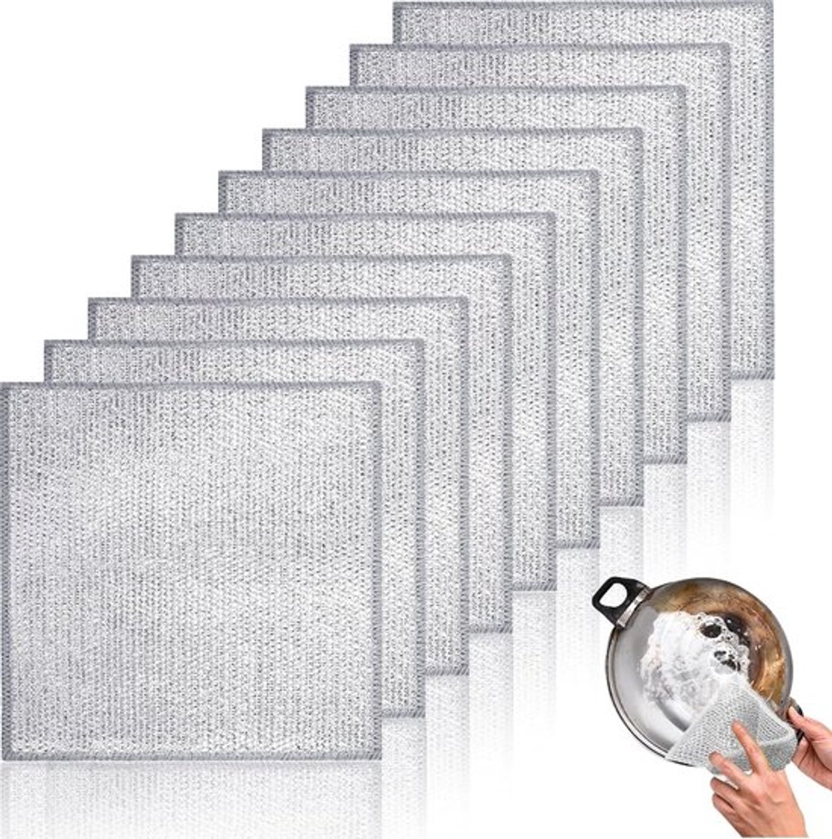 KZQ Herbruikbare Multifunctionele Zilverdraad Schoonmaakdoeken 10 Stuks 20x20cm – Voor Pannen, Ovens En Grills Tegen Hardnekkige Vlekken