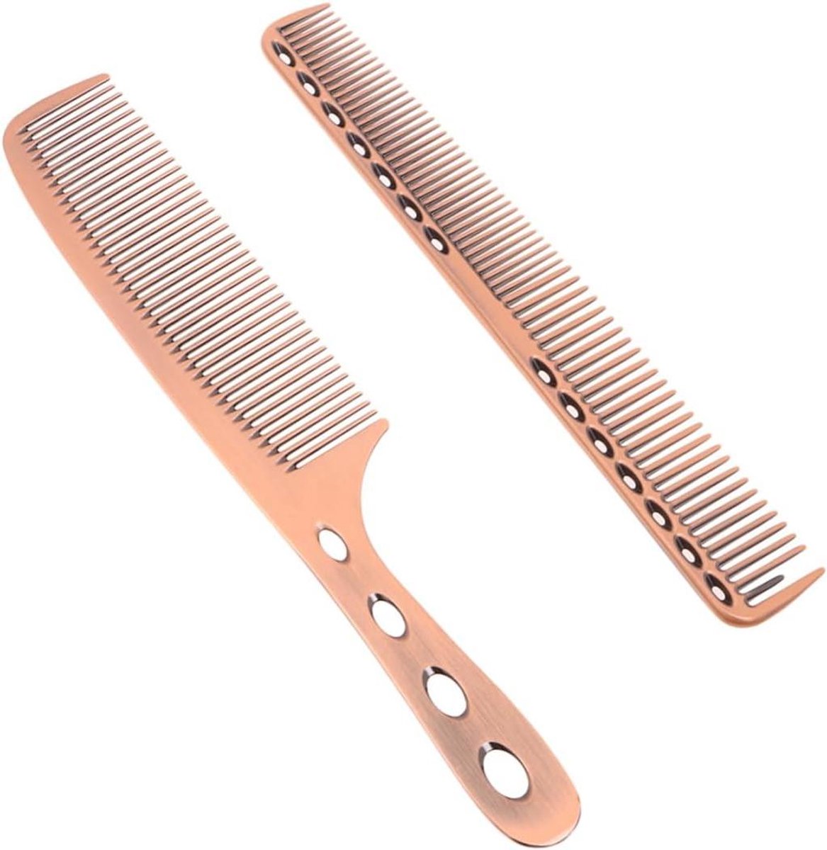 Stijltang Stylingkam - Haarkam Set - Professioneel Kapsel Maken - Roestvrij Ruimte Aluminium - 2 Maten - Brons