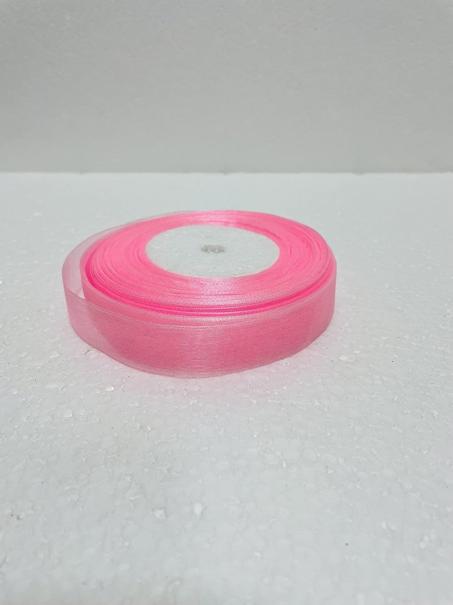 organza lint 2 x 50 cm YDS (45,72 m), cadeauverpakking, feest, verjaardag, naaien, verpakking, verschillende kleuren, DIY (roze)