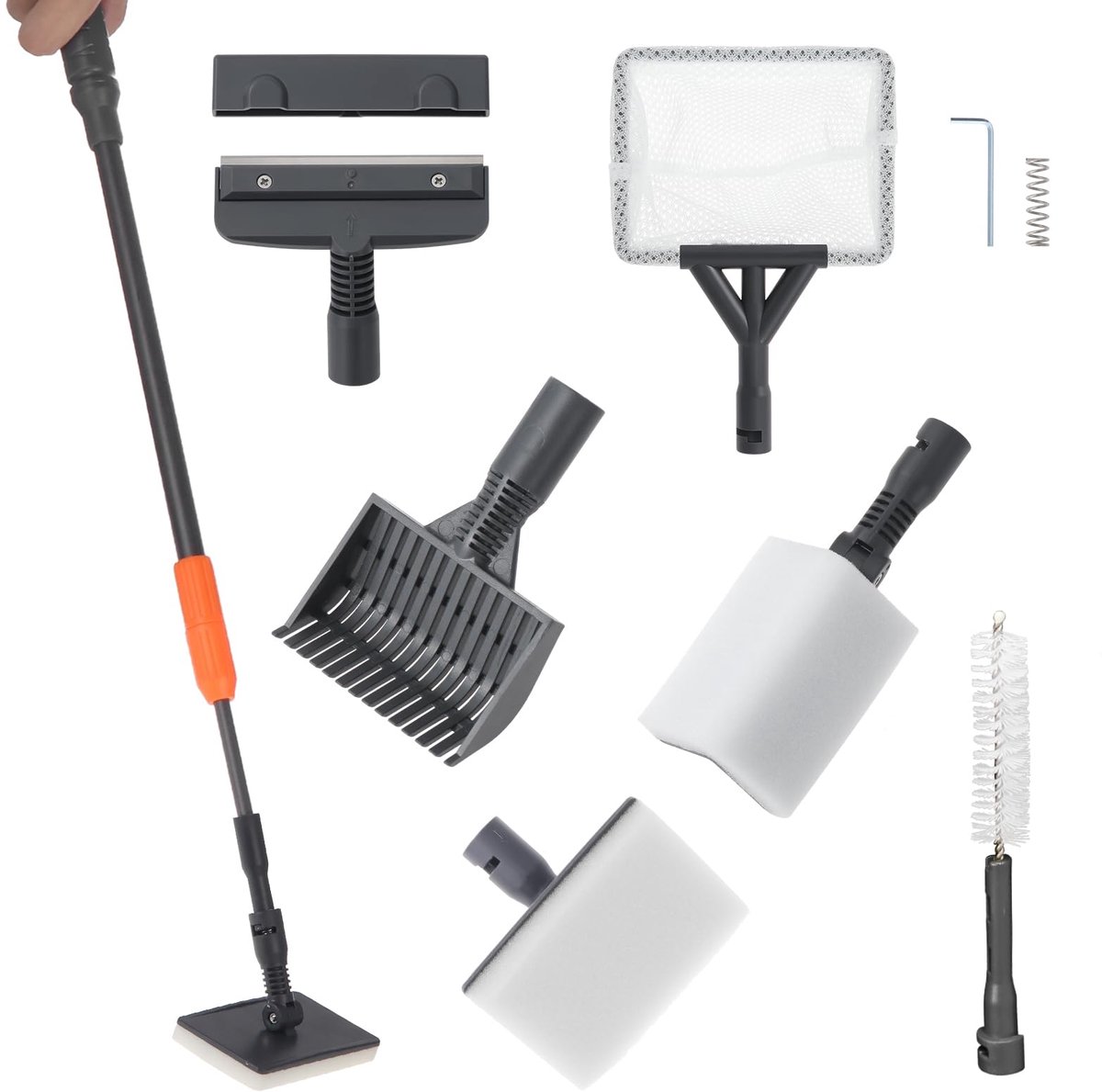 6 in 1 Fish Tank Cleaner Verstelbare Lange Handvat Aquarium Cleaning Tool