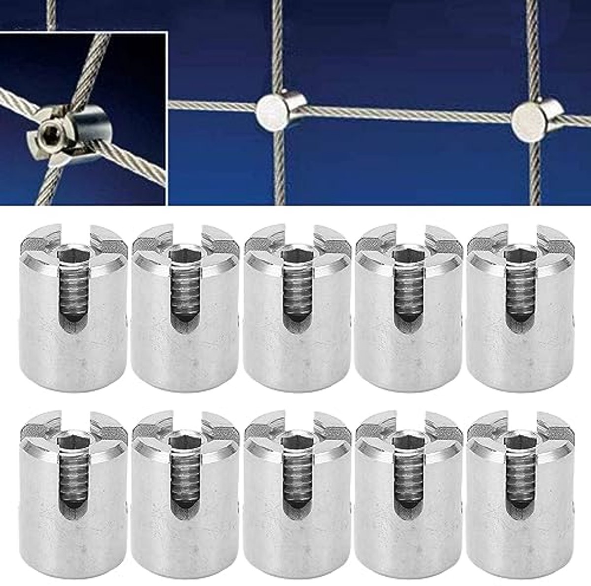 10 Stuks M10 RVS Draadkabelklem 4mm – 316 Roestvrij Stalen Kruiskabelklem voor Binnen en Buiten, Geschikt voor Reling, Kabels en Bevestigingen