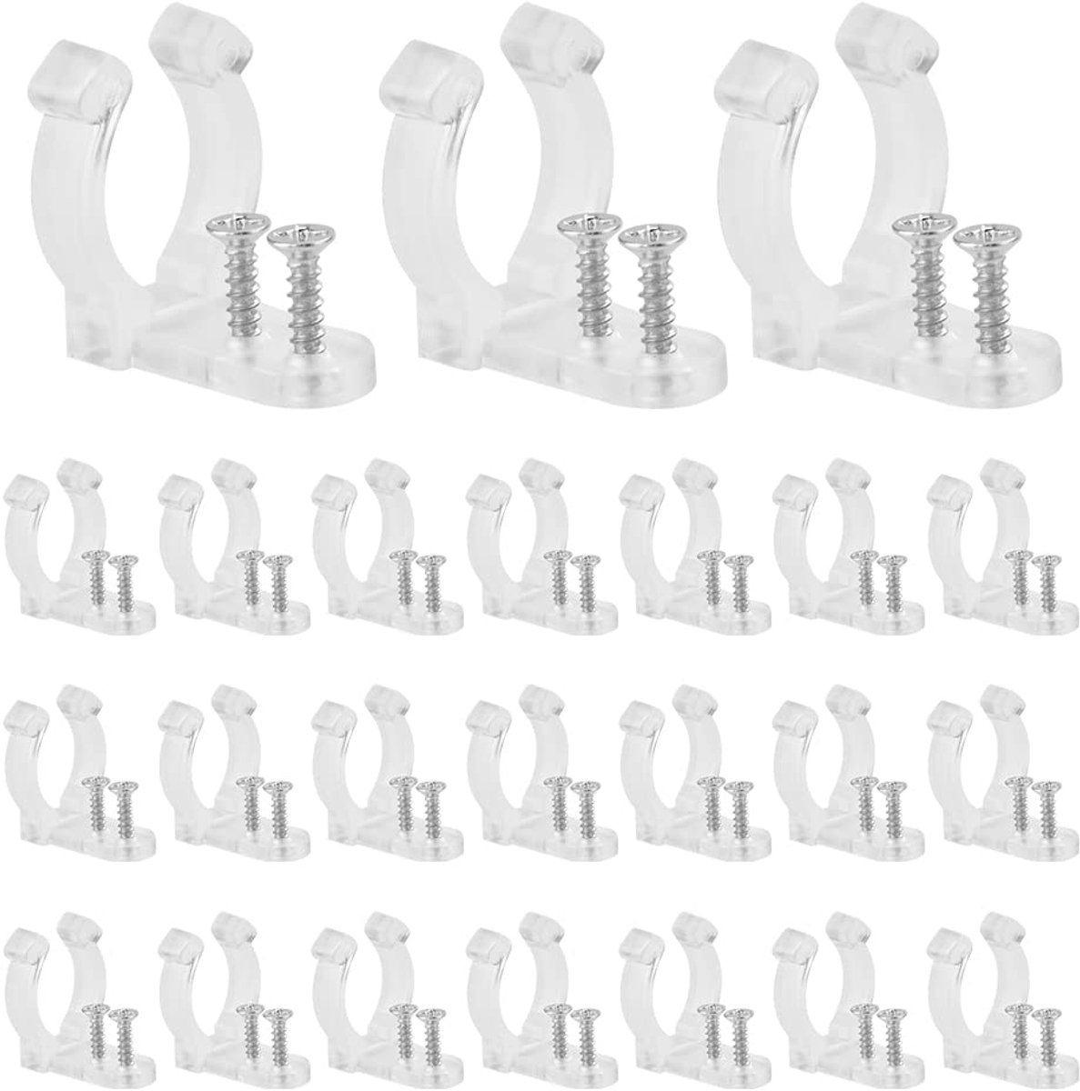 150 stuks led-lichtslangclips, transparante bevestigingsclips met 300 schroeven voor Kerstmis, led-lichtketting wandlamp