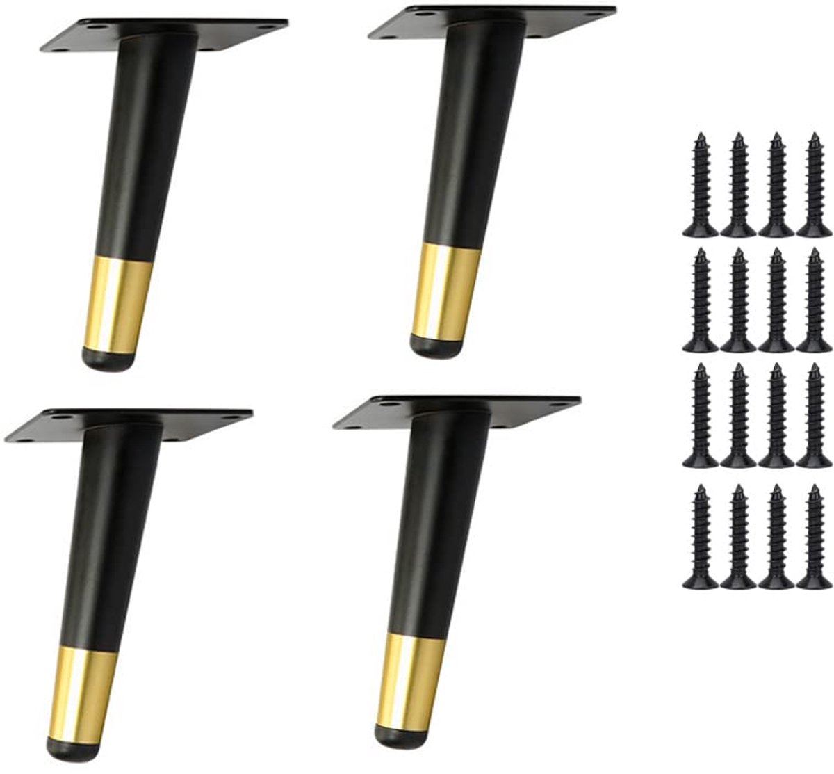 Meubelpoten van 4 inch (10,5 cm) bankpoten, set van 4 moderne metalen kastpoten, zwaar belastbare, vervangende meubelpoten schuin, taps toelopende bedpoten voor bank, kast, kast, bed,