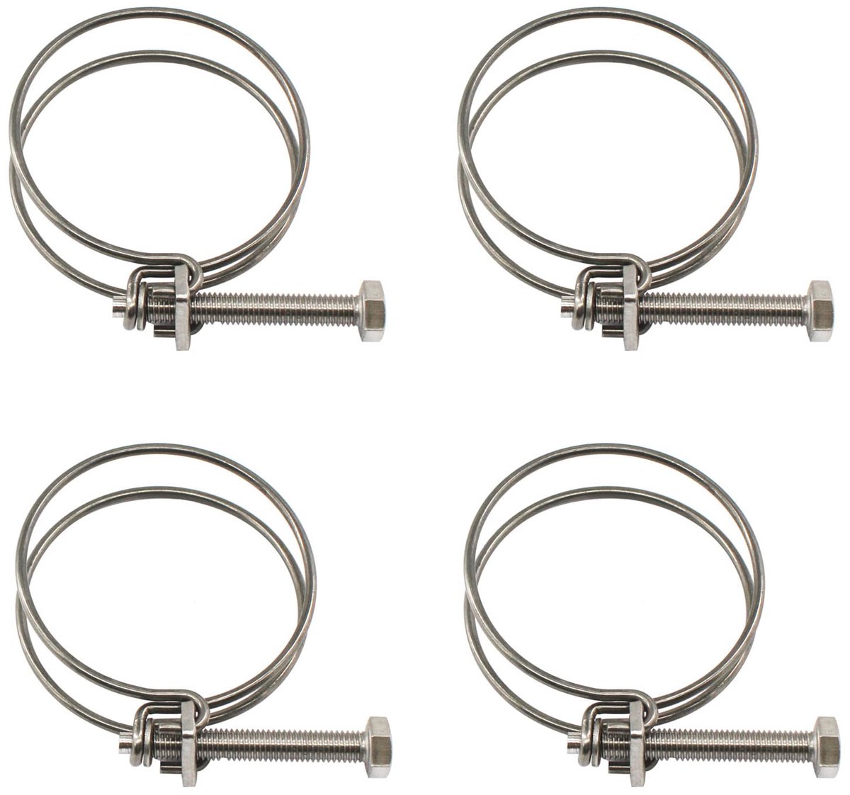 (4 stuks) 105-110mm Dubbele Draad Slang Klem Pijp Buis Klemmen 304 Rvs Slangklemmen