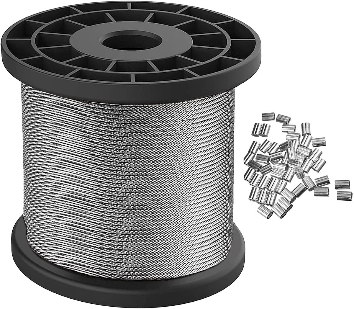 1,5 mm x 100 m staalkabel, verzinkt, pvc-coating, kunststof coating, bosbouw, staalkabel voor fotolijst, ophangdraad 304, roestvrij staal