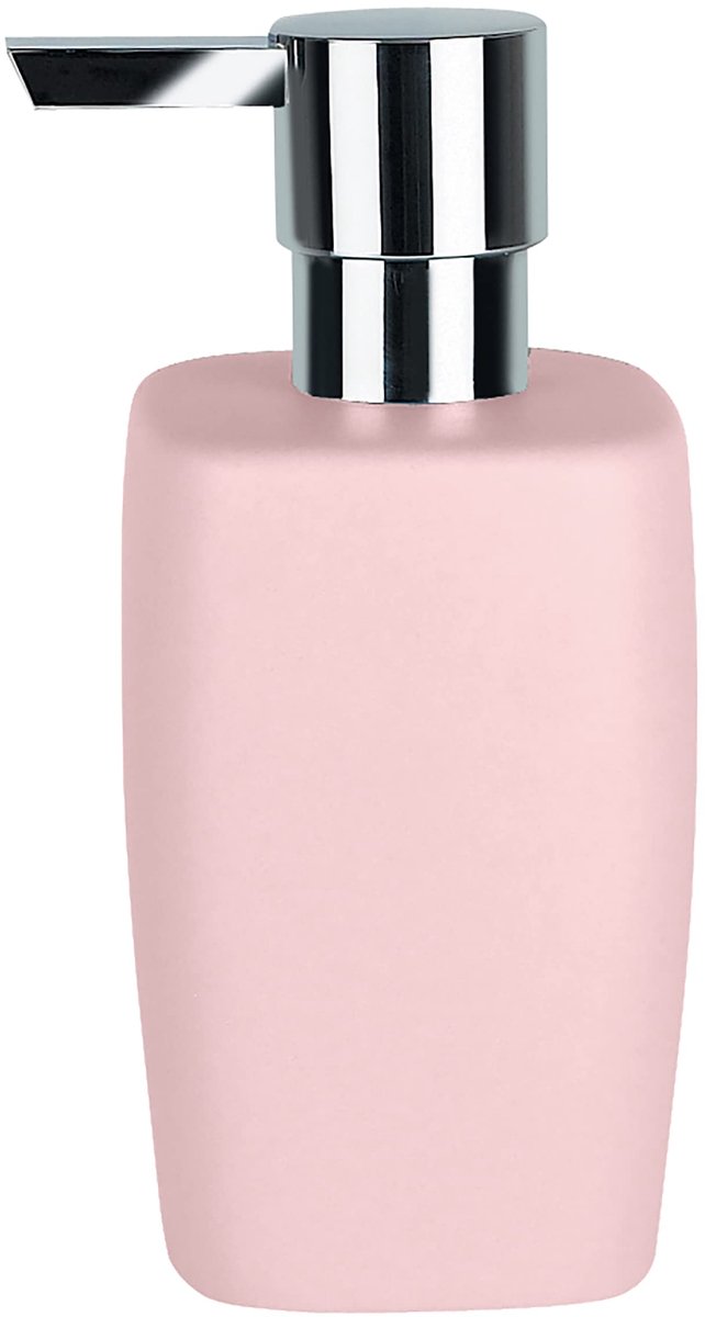 Retro Zeepdispenser met roestvrijstalen pomp, vloeibare zeepdispenser, porselein, 300 ml, duurzaam en robuust, pastelroze