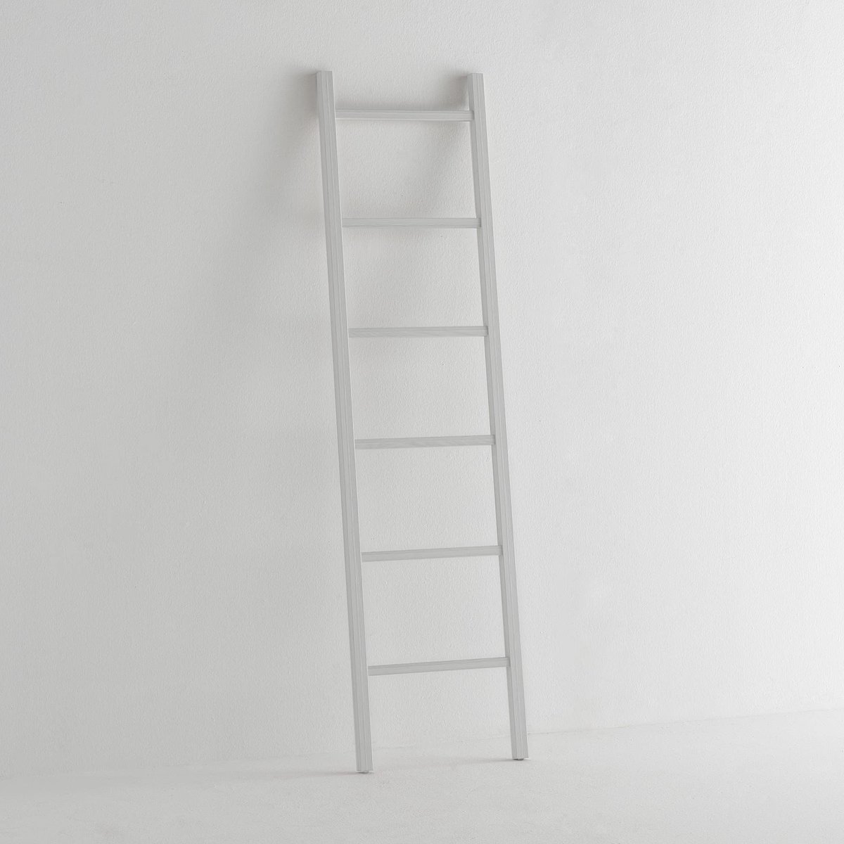 Decoratieve ladder, 160 x 40 cm, essenhout wit, kledingstang, handdoekhouder, Made in Italy