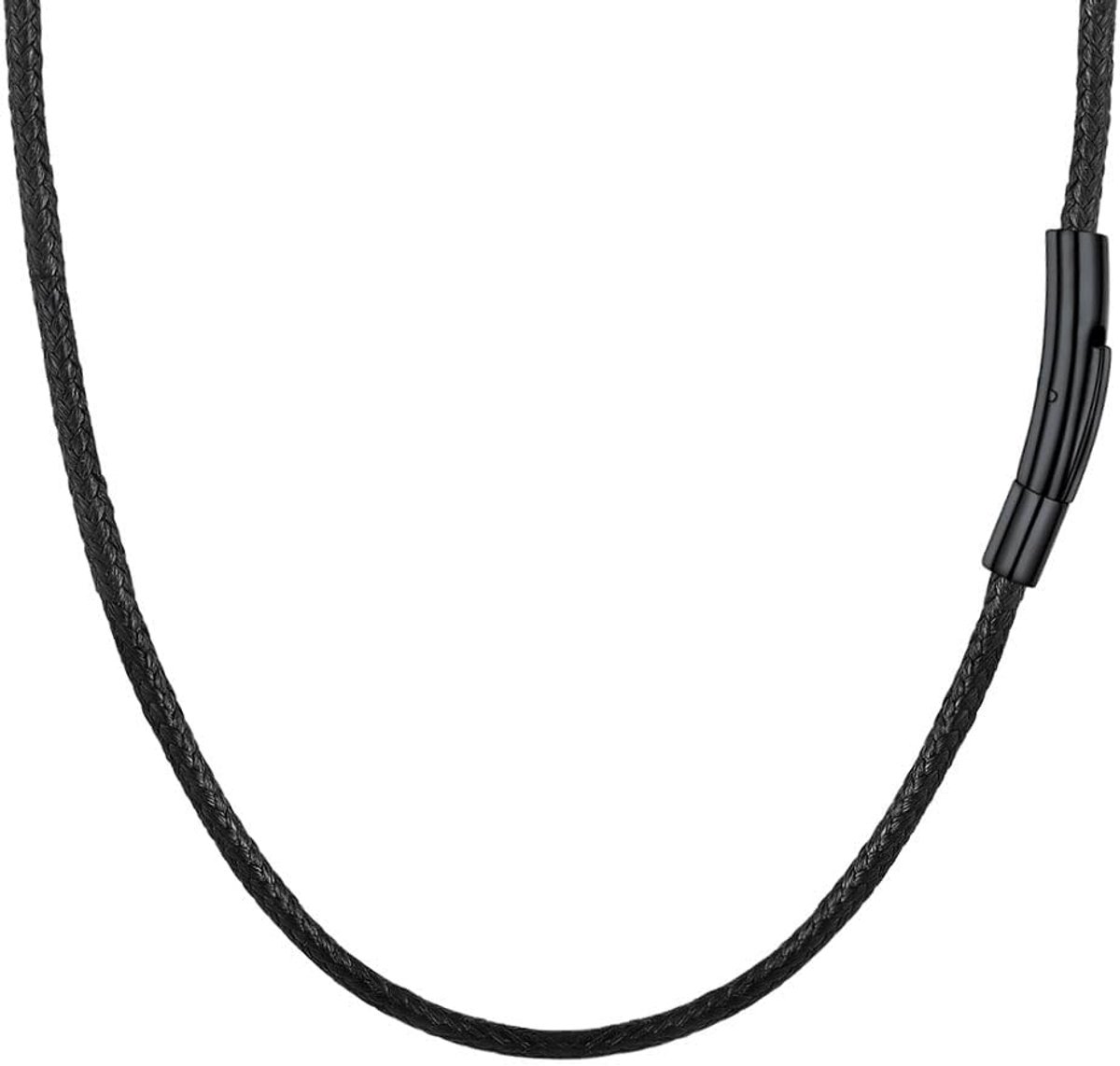 Kunstlederen halsketting/armband, zwart, gevlochten leren ketting, 2 mm/3 mm breed, voor dames en heren, ketting voor hanger met roestvrijstalen sluiting, 41-76 cm naar keuze