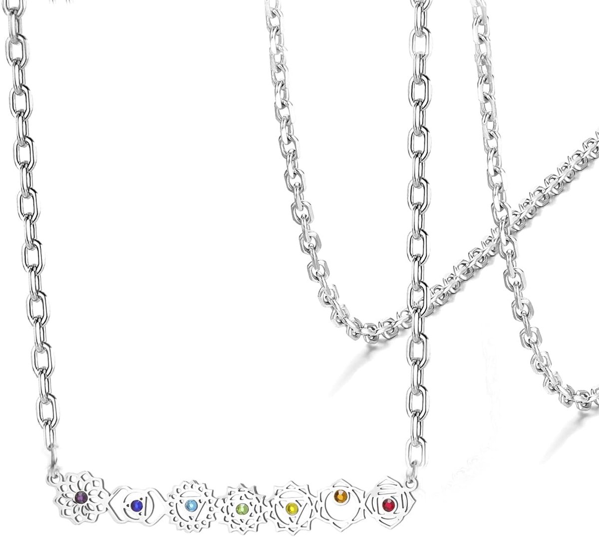 7 Chakra Ketting voor Vrouwen Rvs Yoga Sierlijke Lange Hanger Ketting Lariat Y-vormige Healing Sieraden Gift voor Meditatie Yoga
