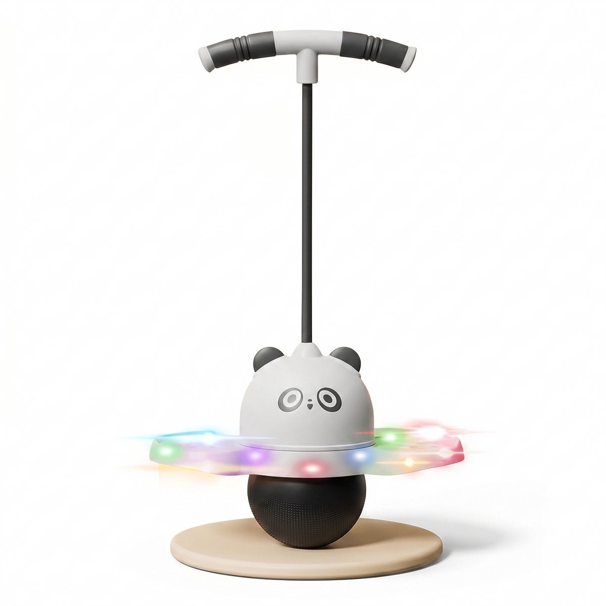 Jojoy - Pogo Ball met Handvat - Springbal & Balansbal voor Kinderen - Stuiterbal met Verlichting - Buitenspeelgoed & Binnenspeelgoed - Zwart - HOPLINKA