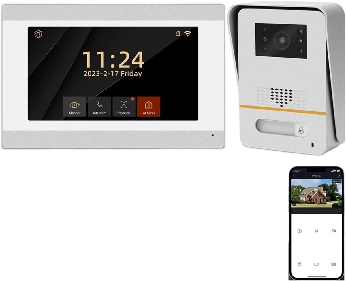 Videodeurbel Systeem - Video Intercom Deurbel - Veiligheid Thuis - 7 Inch Touchscreen - 1080 P - One Color