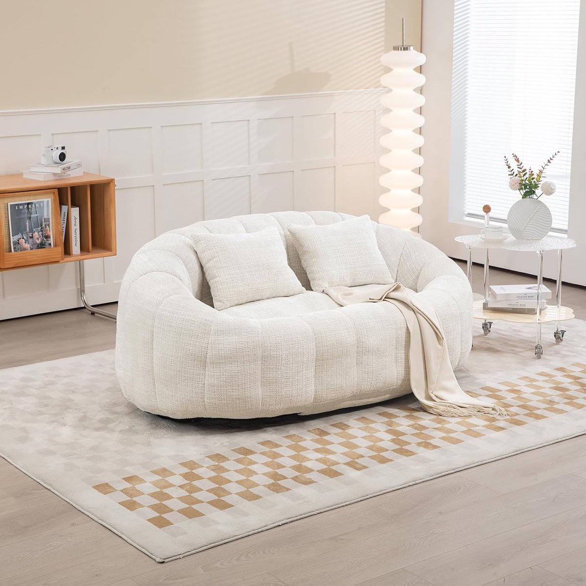 Zitzak Bank - Luie Sofa Fauteuil - Ontspannen Lezen - Chenille Stof - 150 x 95 x 63 cm - Beige