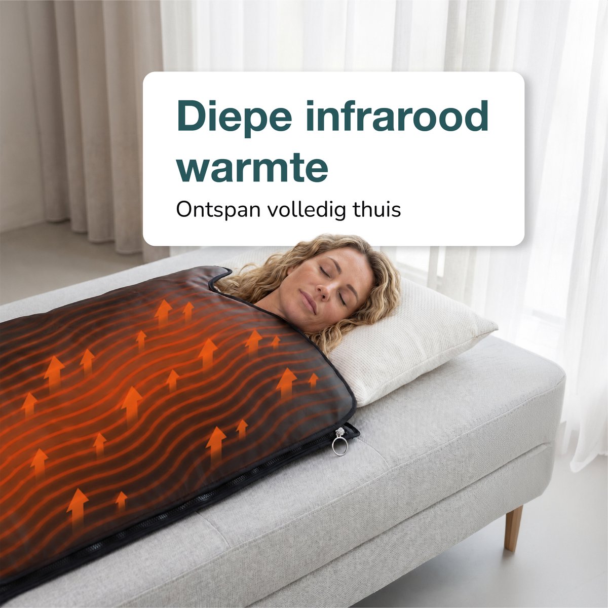 Infrarood Sauna Deken 600W Zwart Leer Tot 85º - afbeelding 3