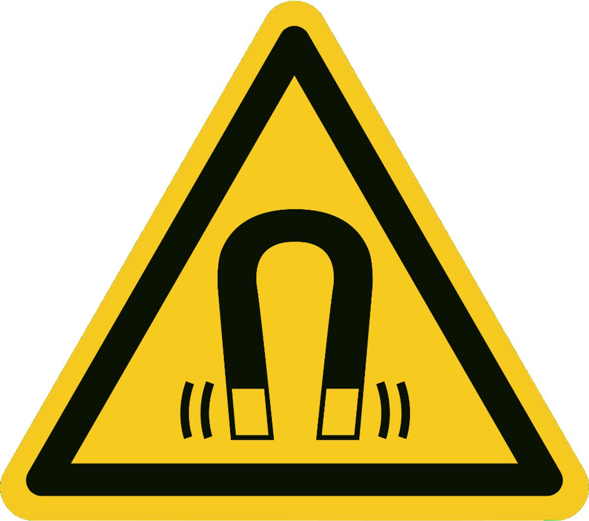 Waarschuwings/Gevaarssticker W006 – Magnetisch Veld – Sticker – 200x200 mm – NEN3011 – ISO 7010