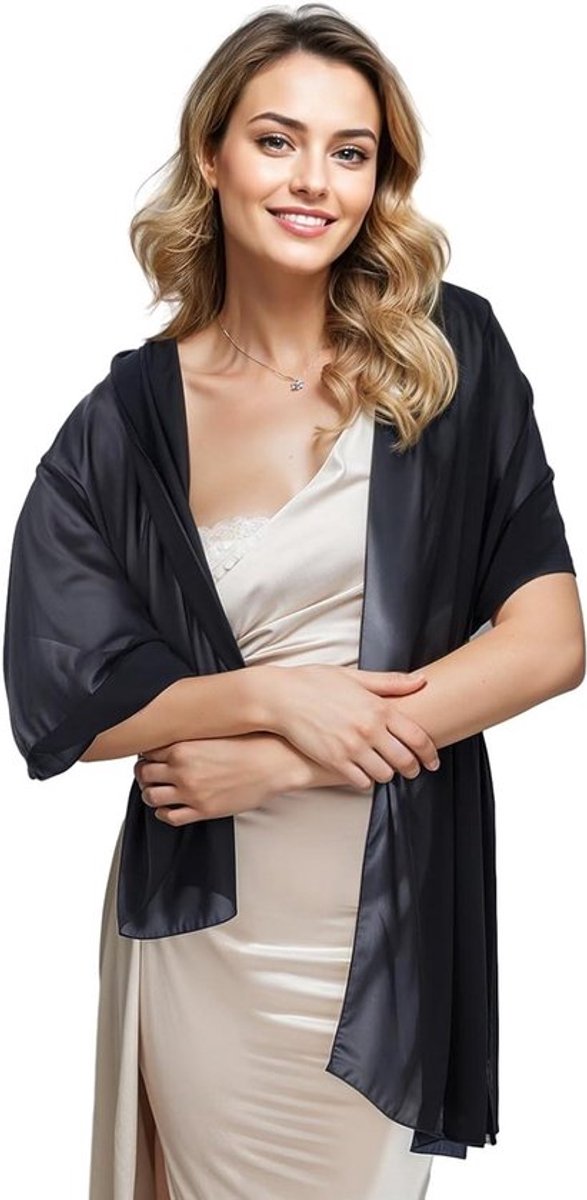 Elegant avondsjaal in zwart chiffon, Allecto Plus