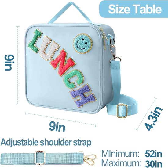 VHV - Lunchbag - Geïsoleerde lunchtas met verstelbare schouderriem - Smiley koeltas voor school en picknick - Blauw van Vhv — afbeelding 3