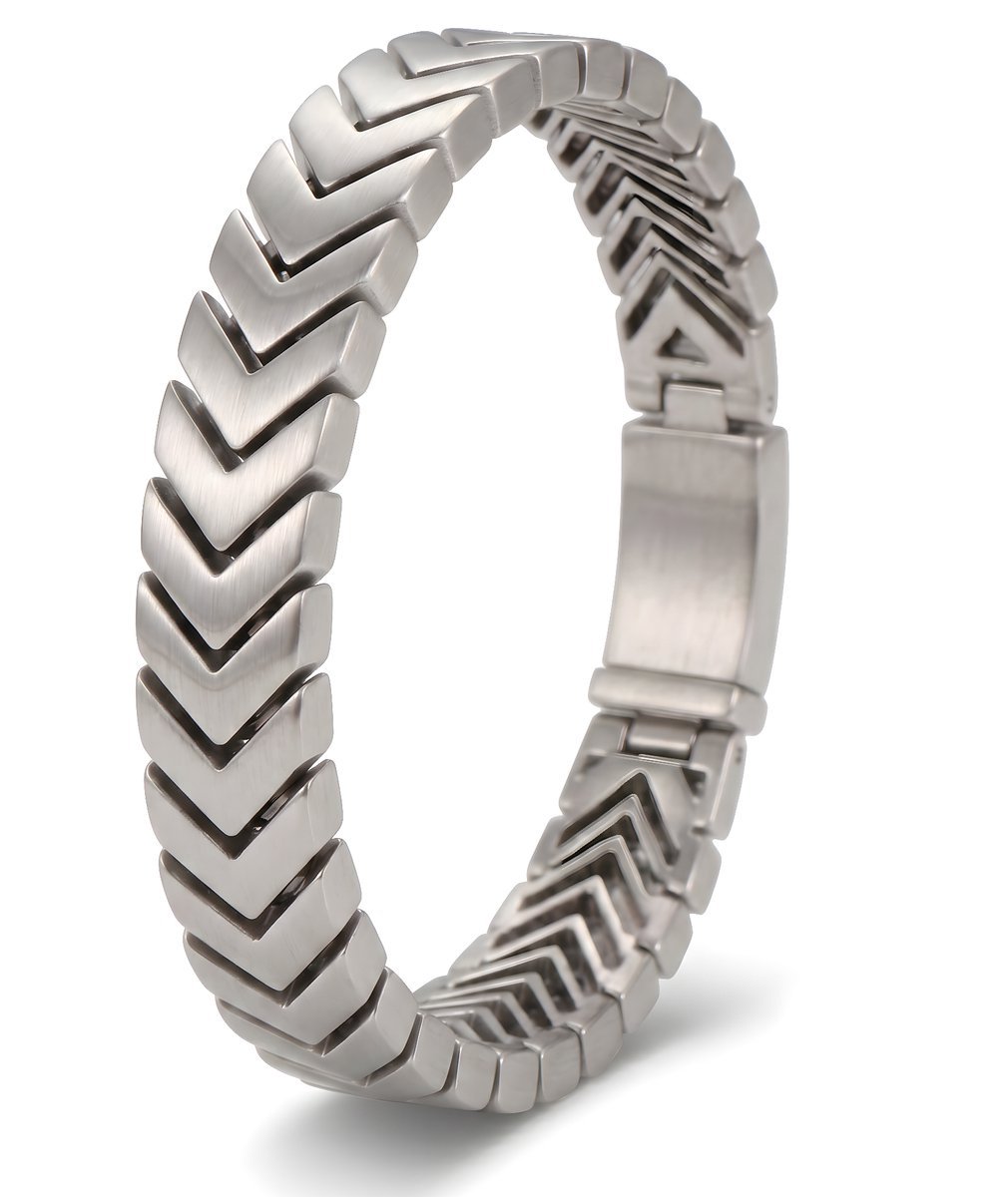 Armband heren staal Mauro Vinci® Vitoro 19,5cm- Schakelarmband rvs geborsteld - Armband gourmet geborsteld - Gevlochten mannen armband - met geschenkverpakking van Mauro Vinci