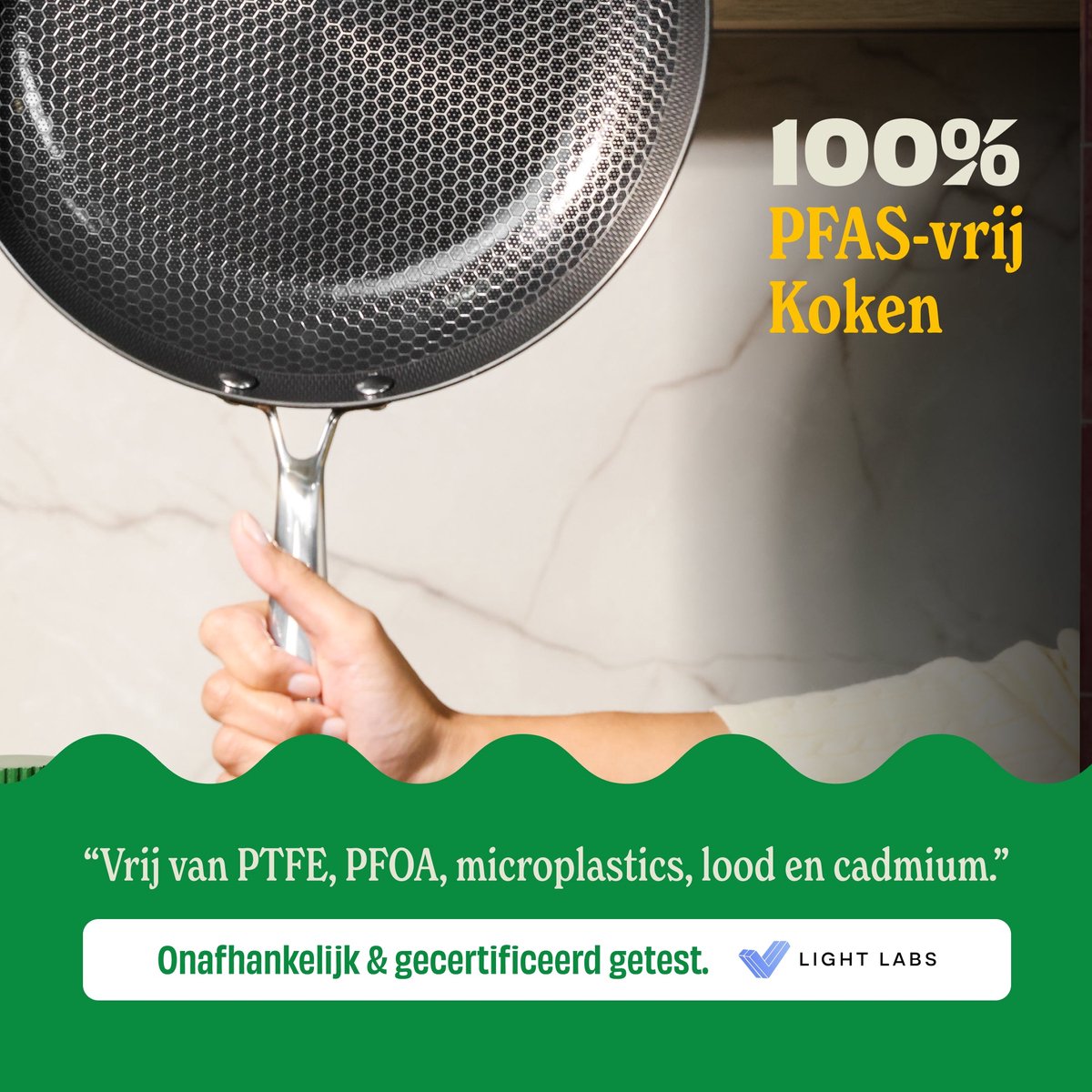 Cook & Pan Honey 9-Delige Pannenset RVS - PFAS vrij - Alle Warmtebronnen - Pannen Set 7 jaar Garantie - Krasbestendige Anti Aanbaklaag - Vaatwasserbestendig - Koekenpan, Wokpan, Steelpan, Hapjespan, Kookpot - Gas, Inductie, Elektrisch, Oven – foto 4
