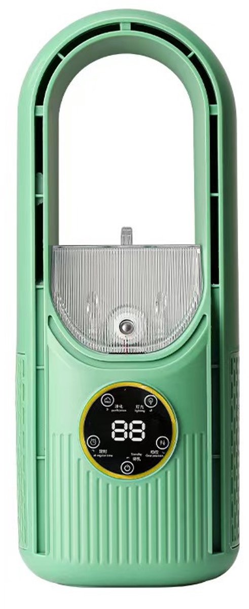 Ventilator - Bureauventilator bladloos - 6 snelheden - USB verneveling timer - Draagbaar - Groen