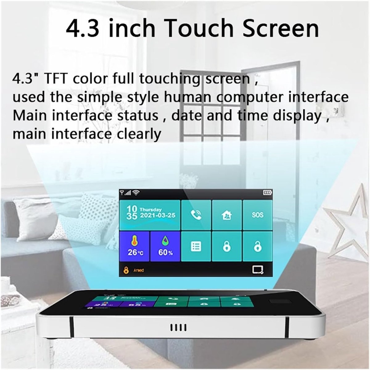 Slim Alarm Systeem - Home Security - Huis Beveiligen - 4.3 Inch Touchscreen - Kit 4 - Wit