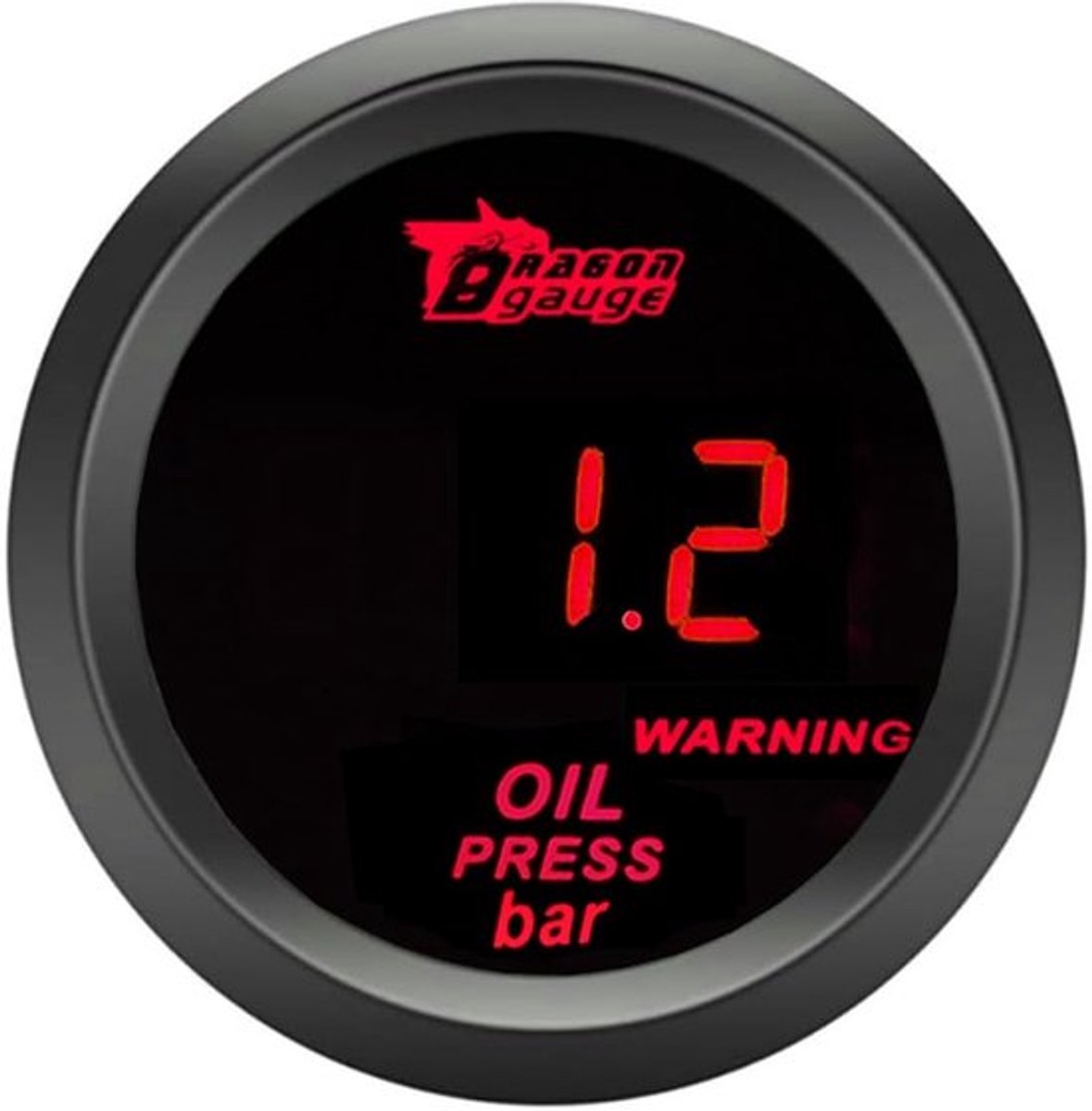 Allecto - Auto Oliedrukmeter - Digitaal - 52mm - Neonrood