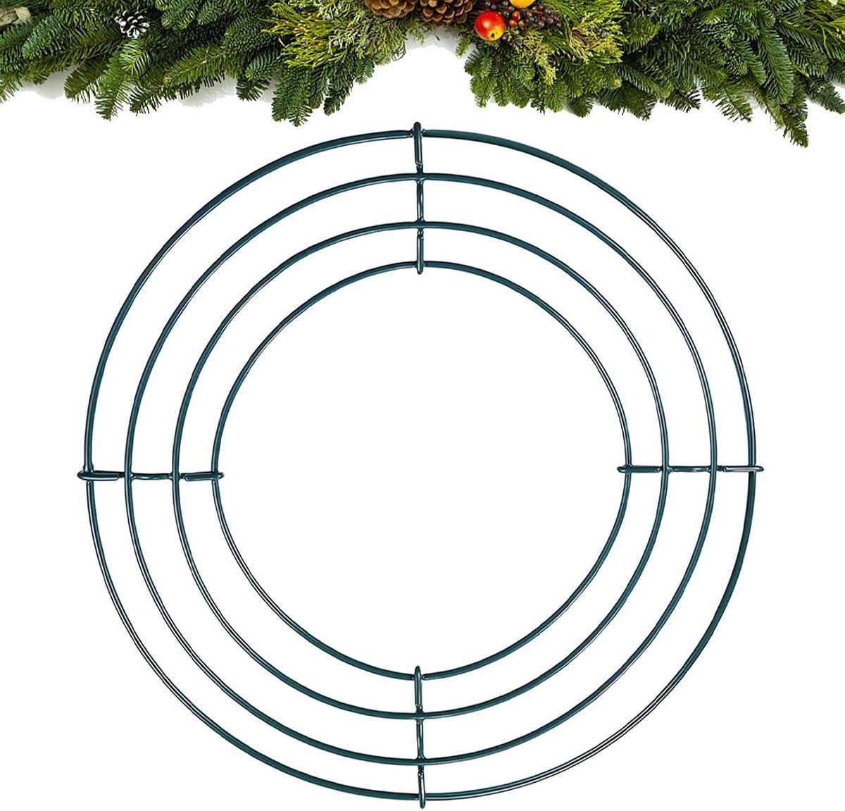 Kroon Hoepel - Ambacht Ring - Kransen Maken - Metalen Constructie - 20 of 25 cm - Groen Zwart