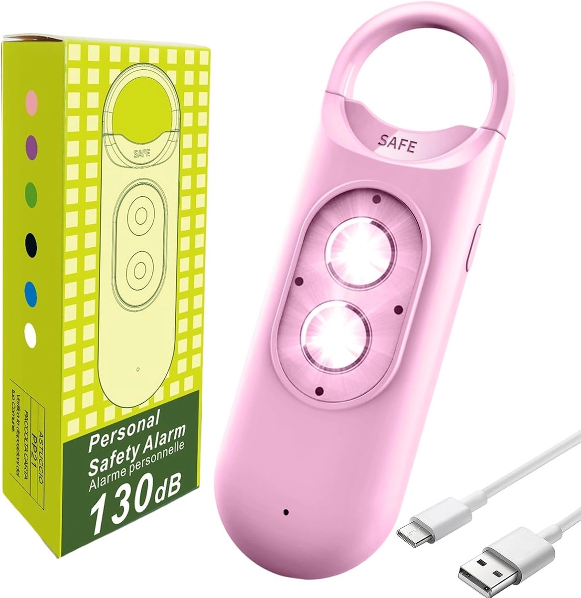 Persoonlijk Alarm - Draagbare Sirene - Persoonlijke Veiligheid - 130dB Geluidsalarm - 10.6 cm Lengte - Roze